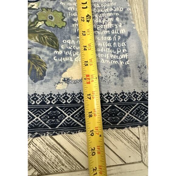 Vtg Y2K Three Hearts Blue Floral Whimsy Cottage Blouse Size Medium - Picture 6 of 6